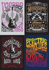 Vintage Rock Poster T-shirt Design Set - 75006350