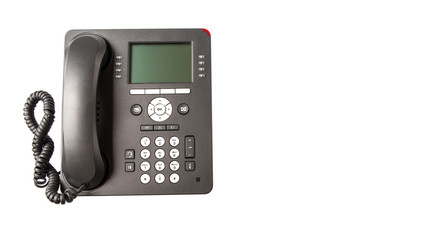 Modern desktop telephone over white background 