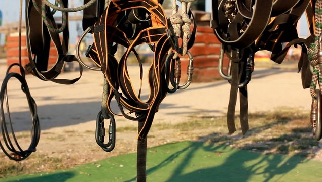 mountain climbing safety ropes and belts with carabiner