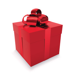 Red gift box isolated on white background. Vector illustration.