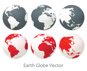 Earth globe set. Vector illustration.