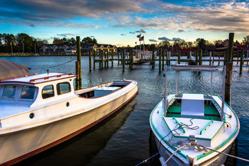 Boats in the harbor of St. Michael's, Maryland.