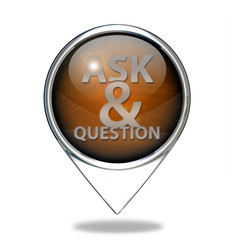 Q&A  pointer icon on white background