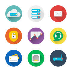 Modern flat vector icons, business and IT elements