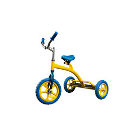 Yellow kid's bicycle isolated