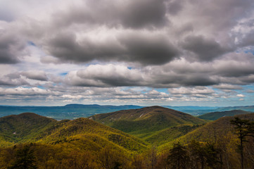 Spring colors in the Appalachians on a cloudy day, seen from Sky