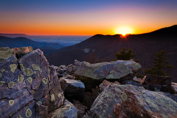 Sunset over the Appalachian Mountains and Shenandoah Valley from