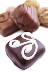 Sweet chocolate candies isolated on white background