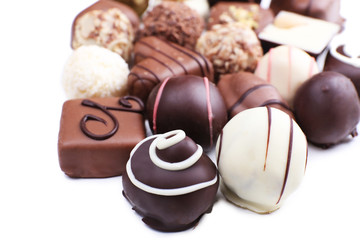 Chocolate sweet collection isolated on white background