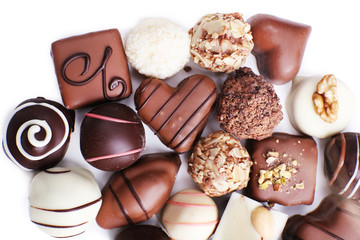 Chocolate sweet collection isolated on white background