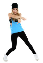 Hip hop dancer dancing isolated on white