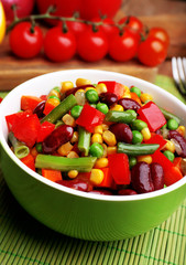Healthy beans salad on table