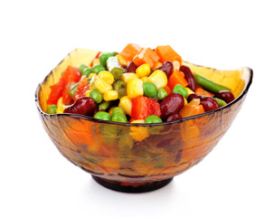 Healthy beans salad isolated on white