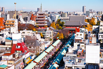 Naklejka premium ビルの上から見た浅草寺の風景