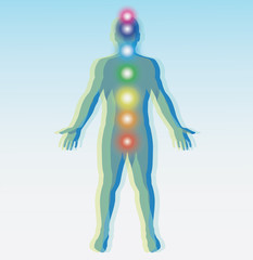 Human chakra points map. Vector illustration.