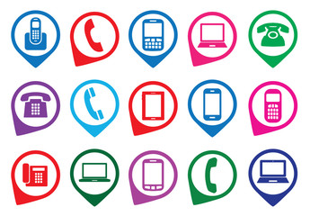 Set of colorful gadget icons. Vector illustration.