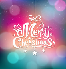 Merry Christmas greeting card lettering design background