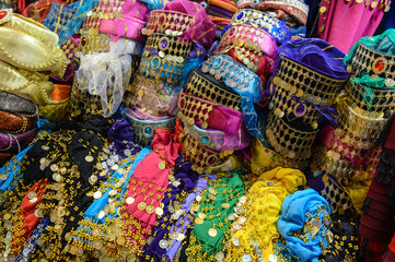 Fototapeta na wymiar Colorful Fez Hats Clothing in Istanbul Turkey
