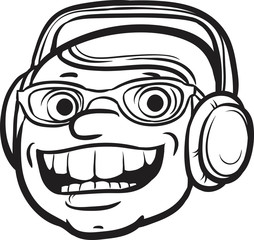 whiteboard drawing - happy face with headphones