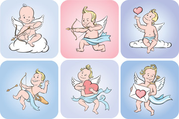 Big set of valentine cupids