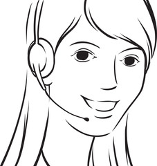 whiteboard drawing - receptionist woman smiling with headset