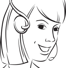 whiteboard drawing - customer support_young_woman smiling with h