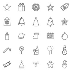 Christmas line icons on white background