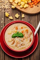 Pea soup with bacon and sausage