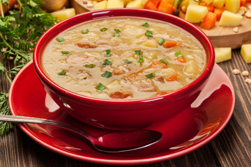 Pea soup with bacon and sausage