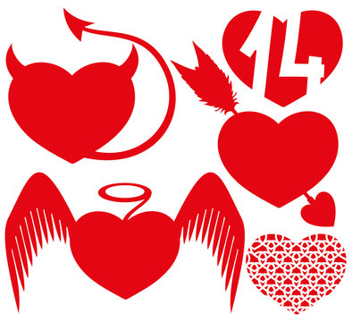 Vector set. Red hearts.