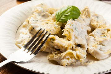 Italian tortellini in cream sauce