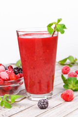 Frozen summer berries smoothie with mint