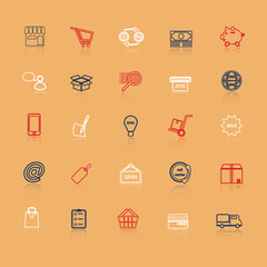 Internet entrepreneur line icons with reflect