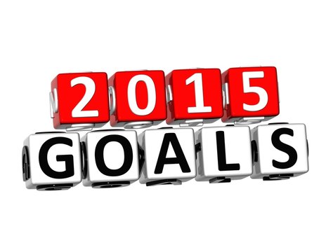 3D Word Goals 2015 on white background