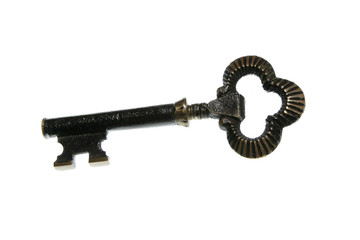 key vintage open copper metal isolated