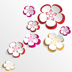 Colorful flowers Background in Paper Cut Style