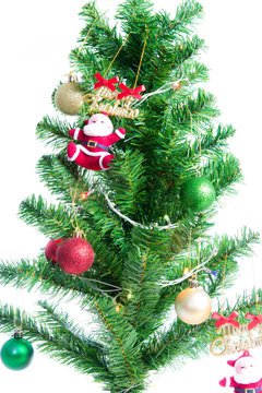 Ball on Tree Merry Christmas and Happy New Year