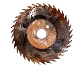 saw blade circular rusted isolated sharp