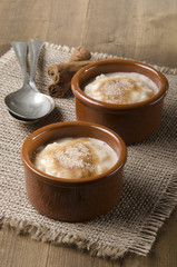 rice pudding with cinnamon and sugar