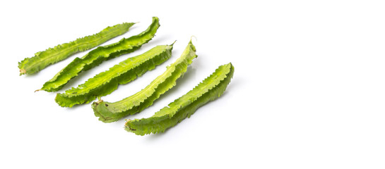 Winged bean vegetable over white background