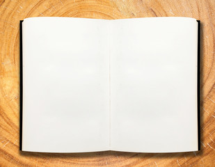 open book on wooden table