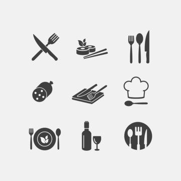 Vector restaurant food icon menu cuisine