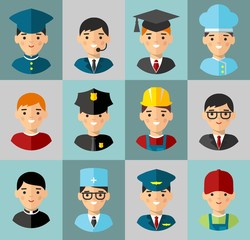 Occupation avatars in colorful style