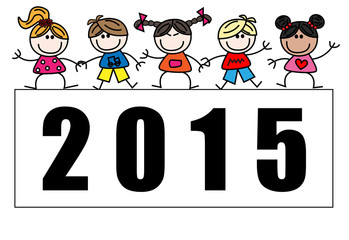 new year 2015 mixed ethnic children