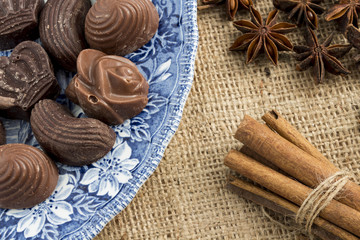 Fototapeta na wymiar Homemade chocolate pralines