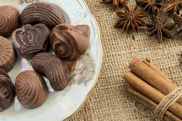 Homemade chocolate pralines