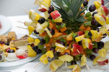 Healthy fresh fruits on a stick
