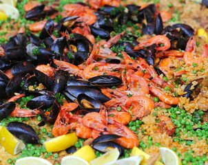 Seafood paella