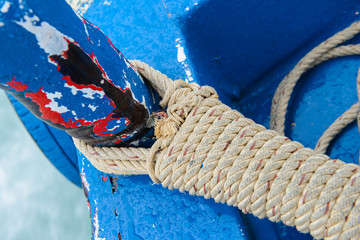 Mooring rope in a ship