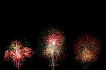 Fototapeta na wymiar beautiful fireworks blooming with colorful on dark night sky wit